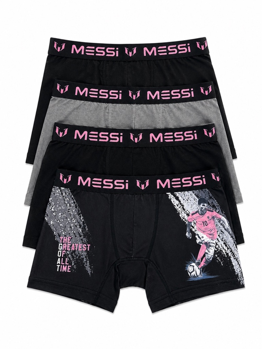New - Messi Soccer Collection Boys 4-Pack Boxer Briefs | Size Small